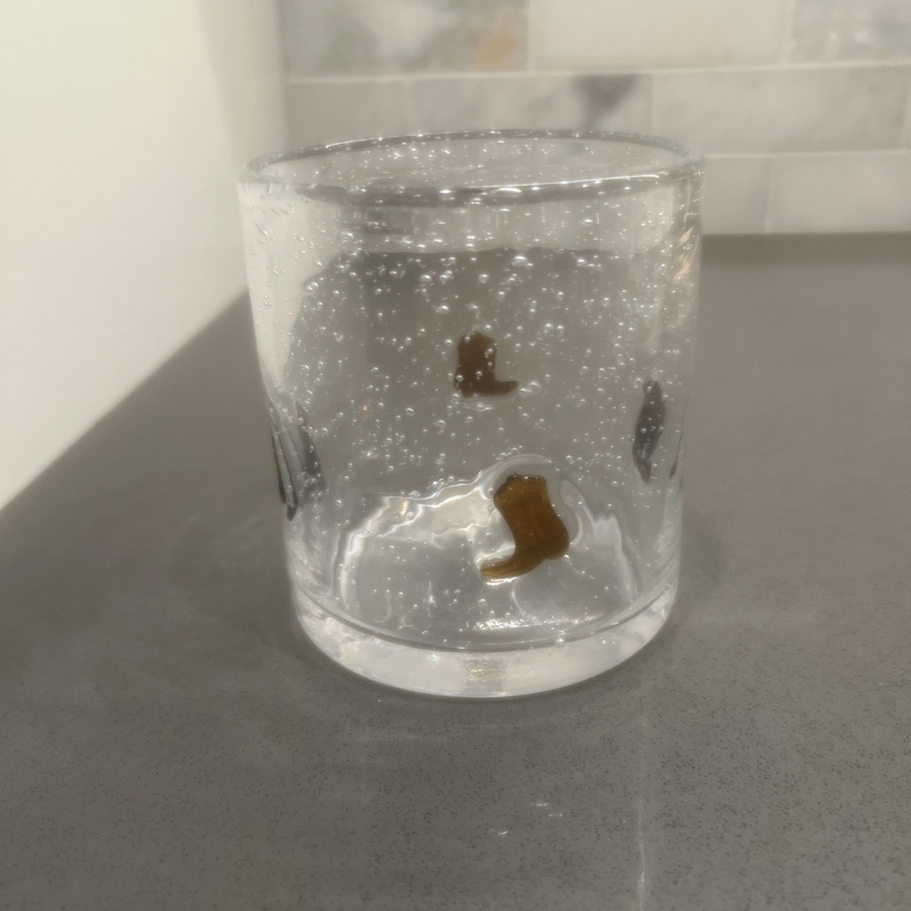 Cowboy Boot Inlay Double Rocks Old-Fashioned Glass